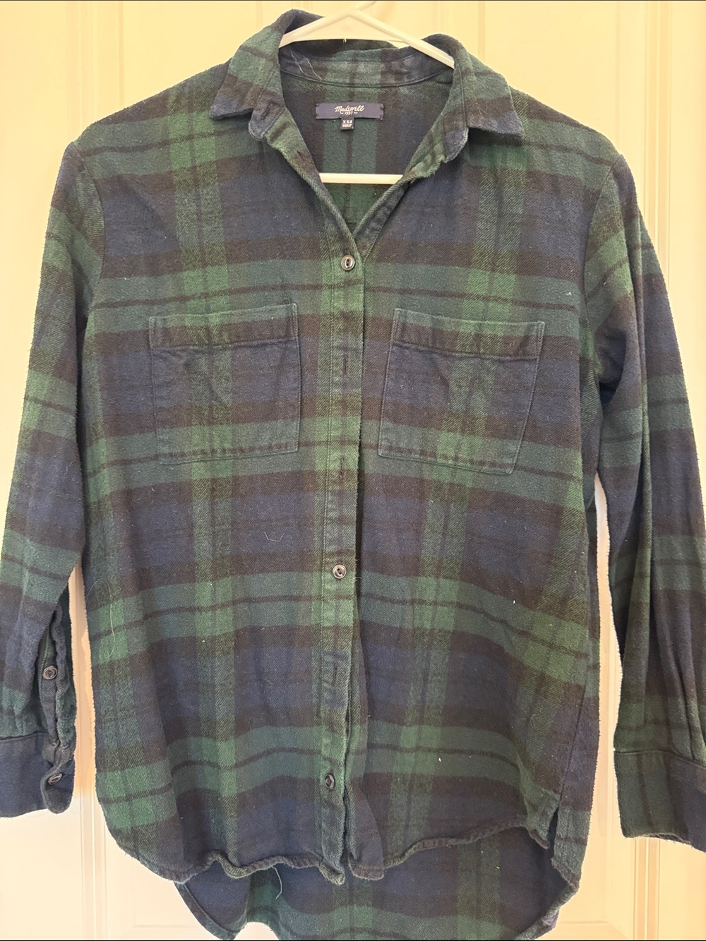 Madewell Black & Green Plaid Flannel Shirt